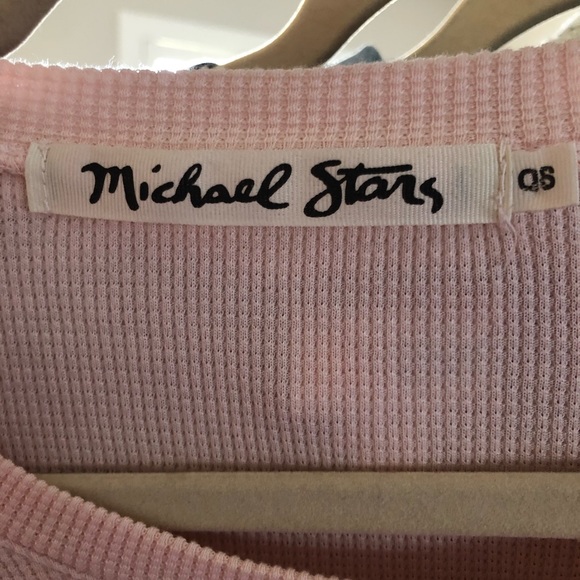 Michael Stars OS Long sleeve waffle pink top - Picture 4 of 4